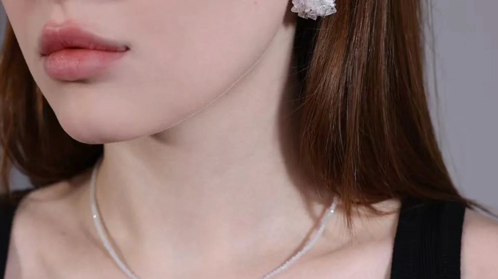 Bridal jewelry set – elegant crystal stud earrings and dainty wedding necklace, perfect for brides and bridesmaids by Velvet Luminance.