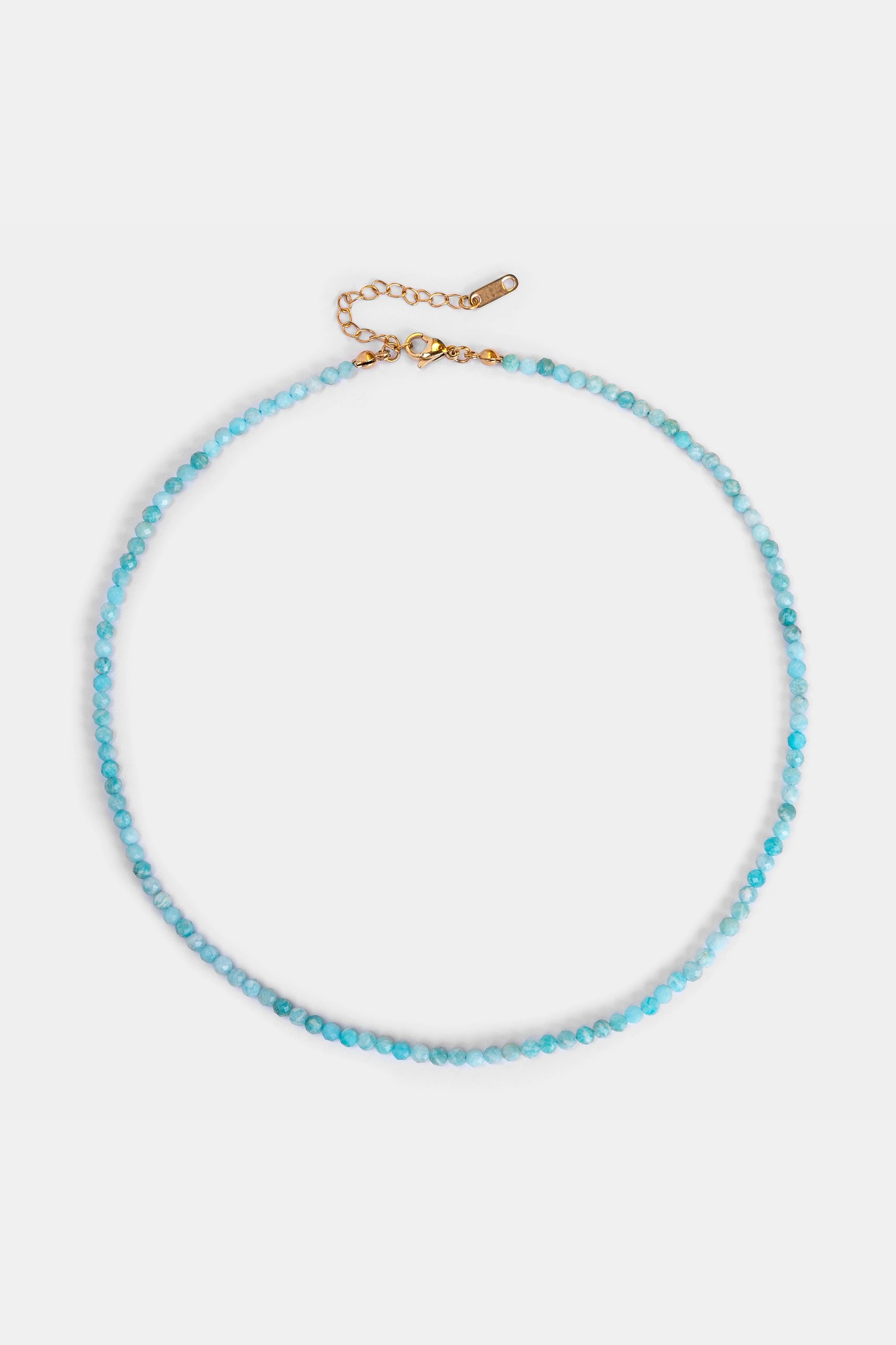 amazonite beaded necklace with 18k gold-plated clasp – Velvet Luminance