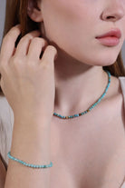 turquoise-blue amazonite bracelet on wrist – boho chic