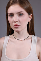 black crystal bow beaded choker for layering – portrait