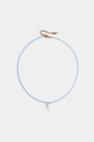blue chalcedony beaded necklace with freshwater pearl pendant – Velvet Luminance