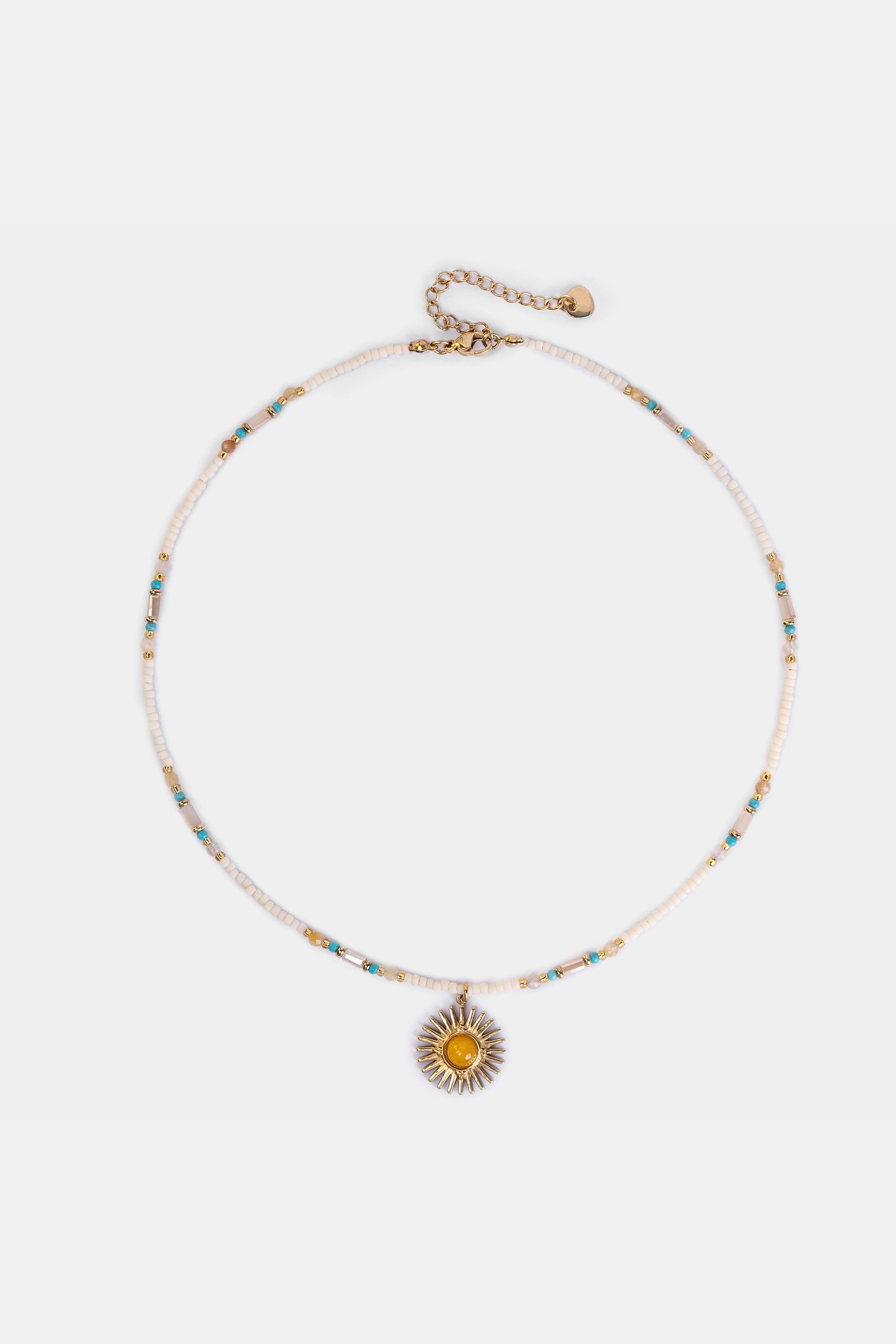 boho sun pendant beaded necklace with extender chain – Velvet Luminance