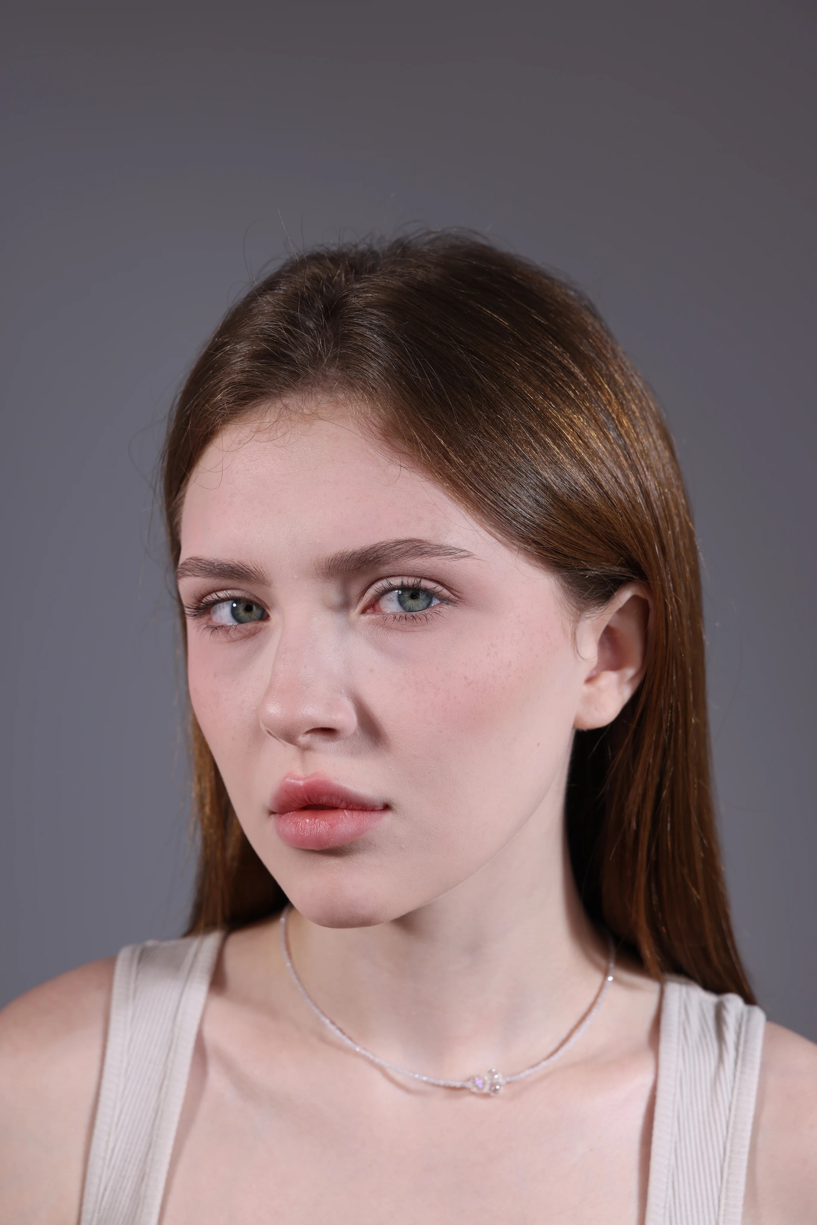 clear crystal bow bead minimalist choker – portrait view