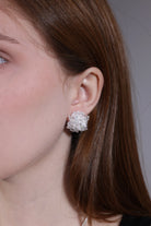 crystal hydrangea beaded stud earrings – portrait view