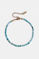 faceted turquoise beaded bracelet close-up with 18k gold clasp – Velvet Luminance jewelry