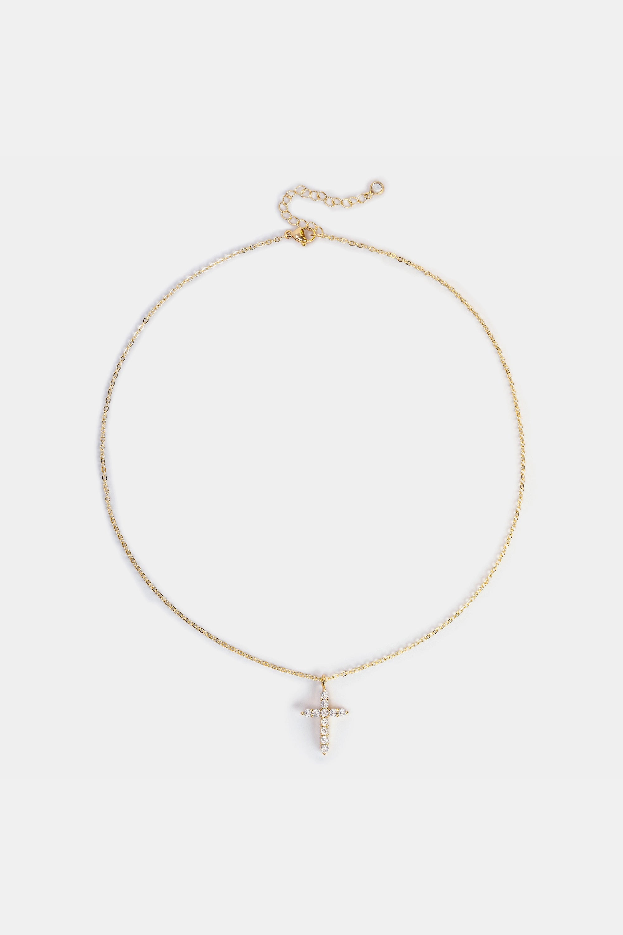 gold cross pendant necklace with adjustable extender chain – Velvet Luminance