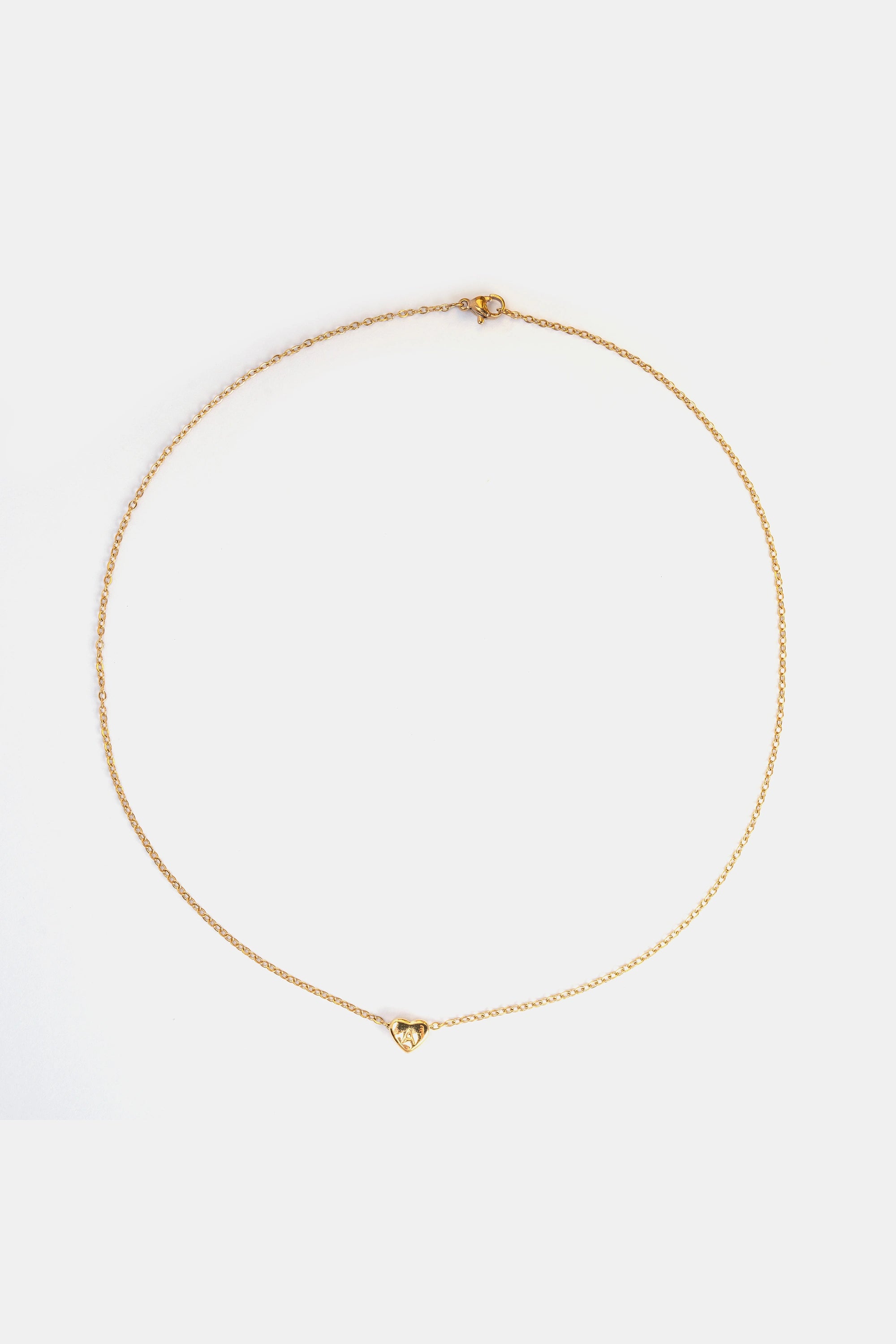 gold heart initial necklace A with 45 cm chain – Velvet Luminance