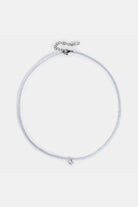 light blue beaded necklace with clear quartz charm – Velvet Luminance