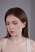 blue chalcedony pearl pendant layering necklace – portrait