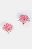 pink hydrangea crystal cluster earrings on white background – Velvet Luminance