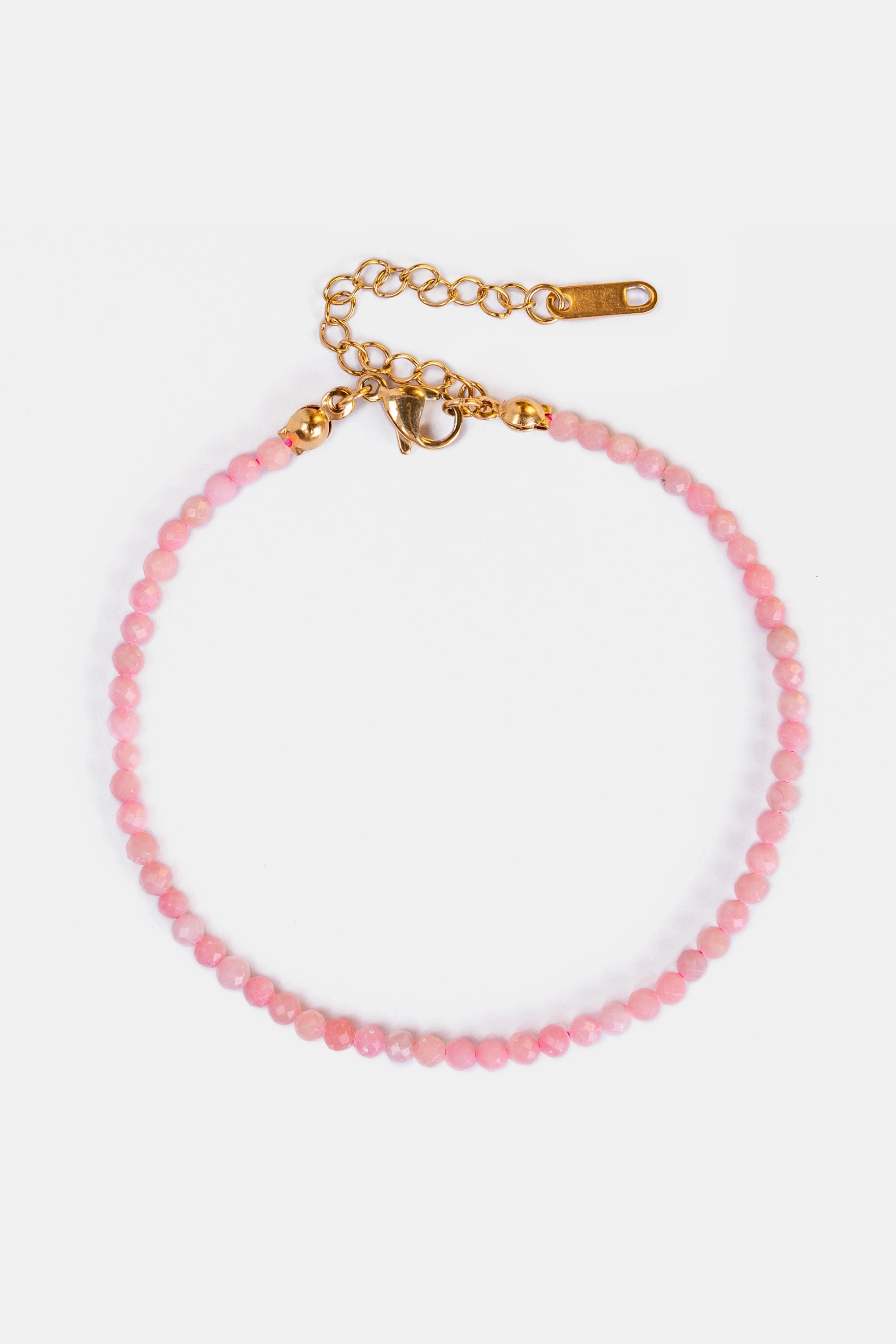 pink opal beaded bracelet with 18k gold clasp – Velvet Luminance