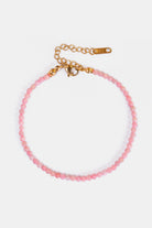 pink opal beaded bracelet with 18k gold clasp – Velvet Luminance