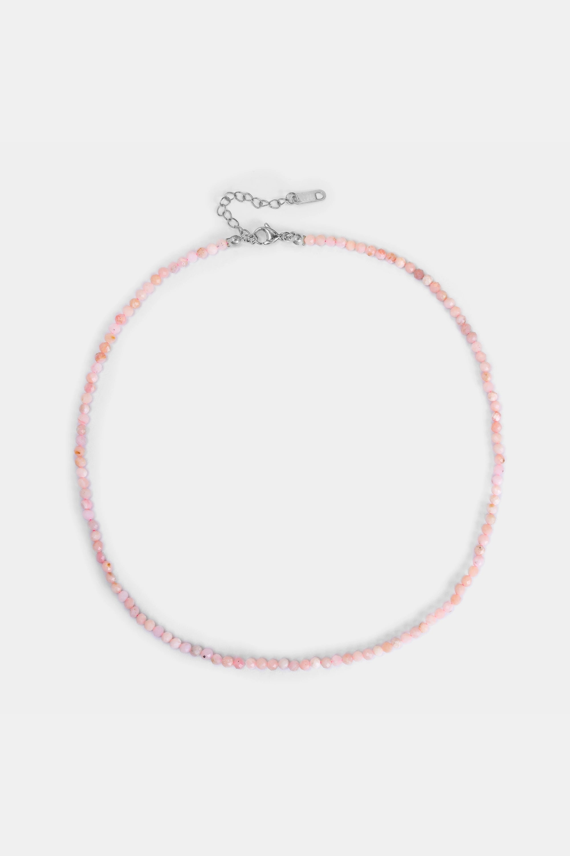 pink opal beaded necklace with stainless-steel clasp – Velvet Luminance