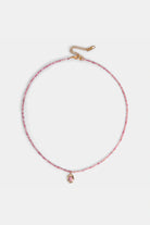 pink opal pendant beaded necklace with extender – Velvet Luminance