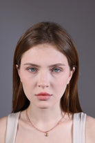 pink opal beaded pendant choker for layering – portrait view