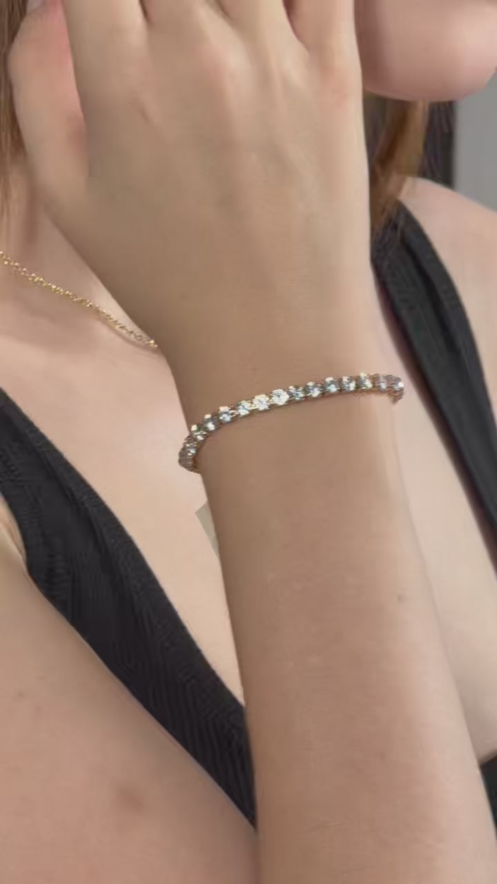 VelvetLuminance CZ tennis bracelet in gold – minimalist stacking jewelry for women