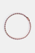 close-up of rose gold bracelet with 4mm cubic zirconia stones