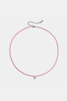 rose quartz beaded necklace with clear quartz charm, adjustable choker – Velvet Luminance