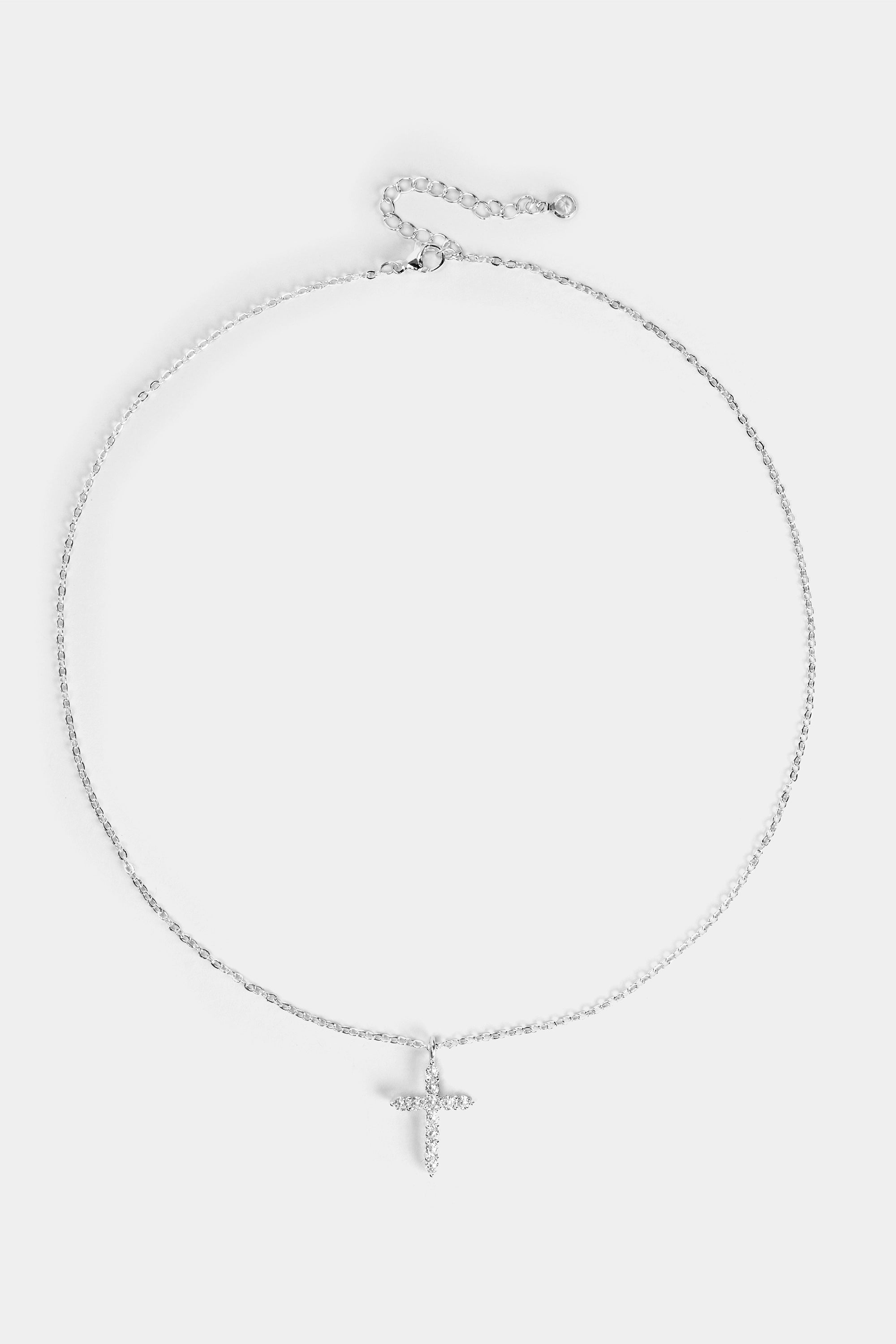 dainty silver cross pendant necklace with adjustable chain – Velvet Luminance