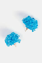 sky blue hydrangea beaded earrings – handmade crystal cluster studs