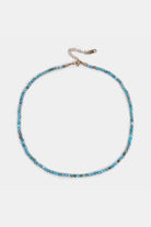 Dainty turquoise faceted beaded necklace with 18K gold-plated clasp, 40+5cm