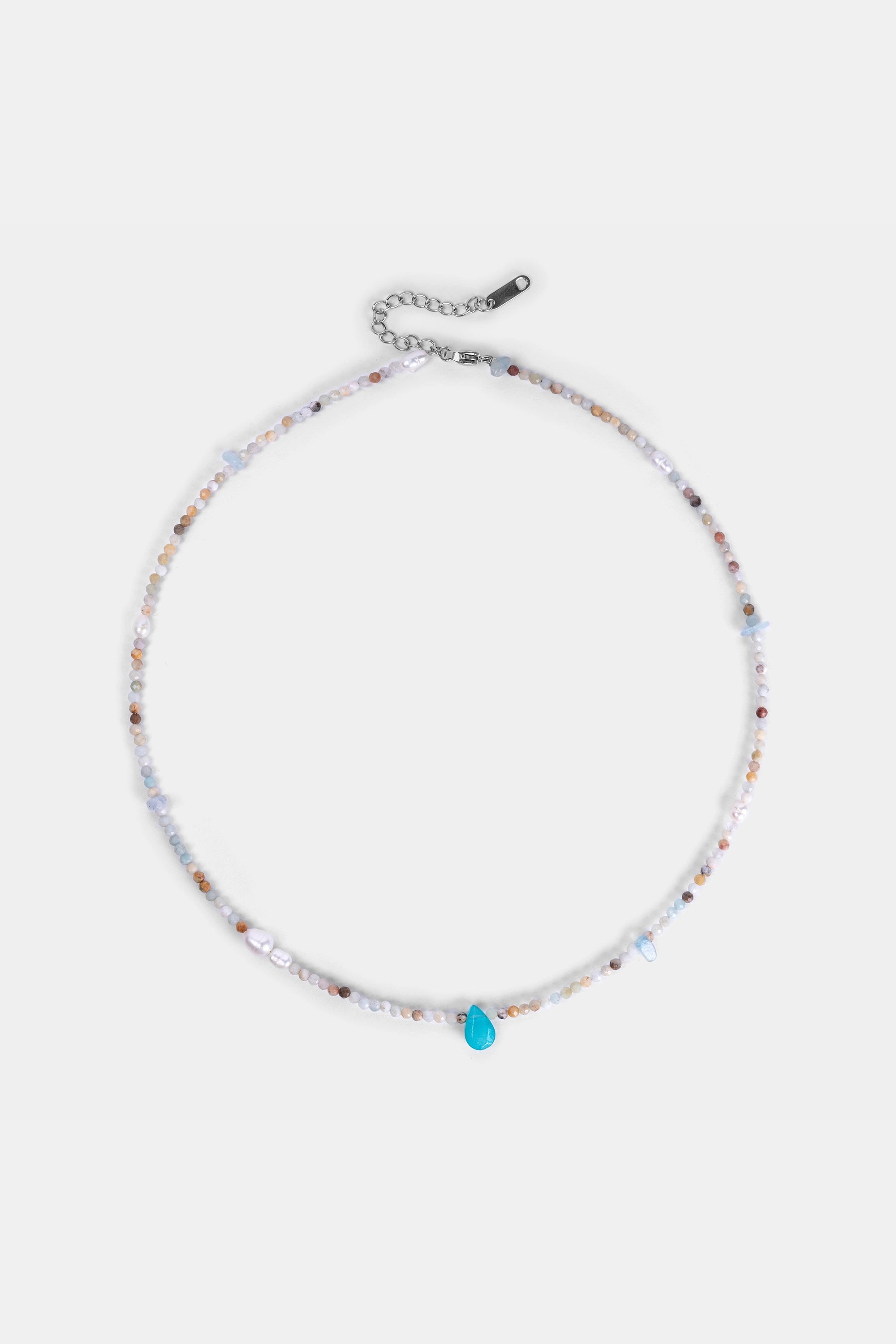 natural gemstone beaded necklace with turquoise teardrop pendant – Velvet Luminance
