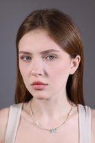 turquoise gemstone beaded necklace for layering – portrait