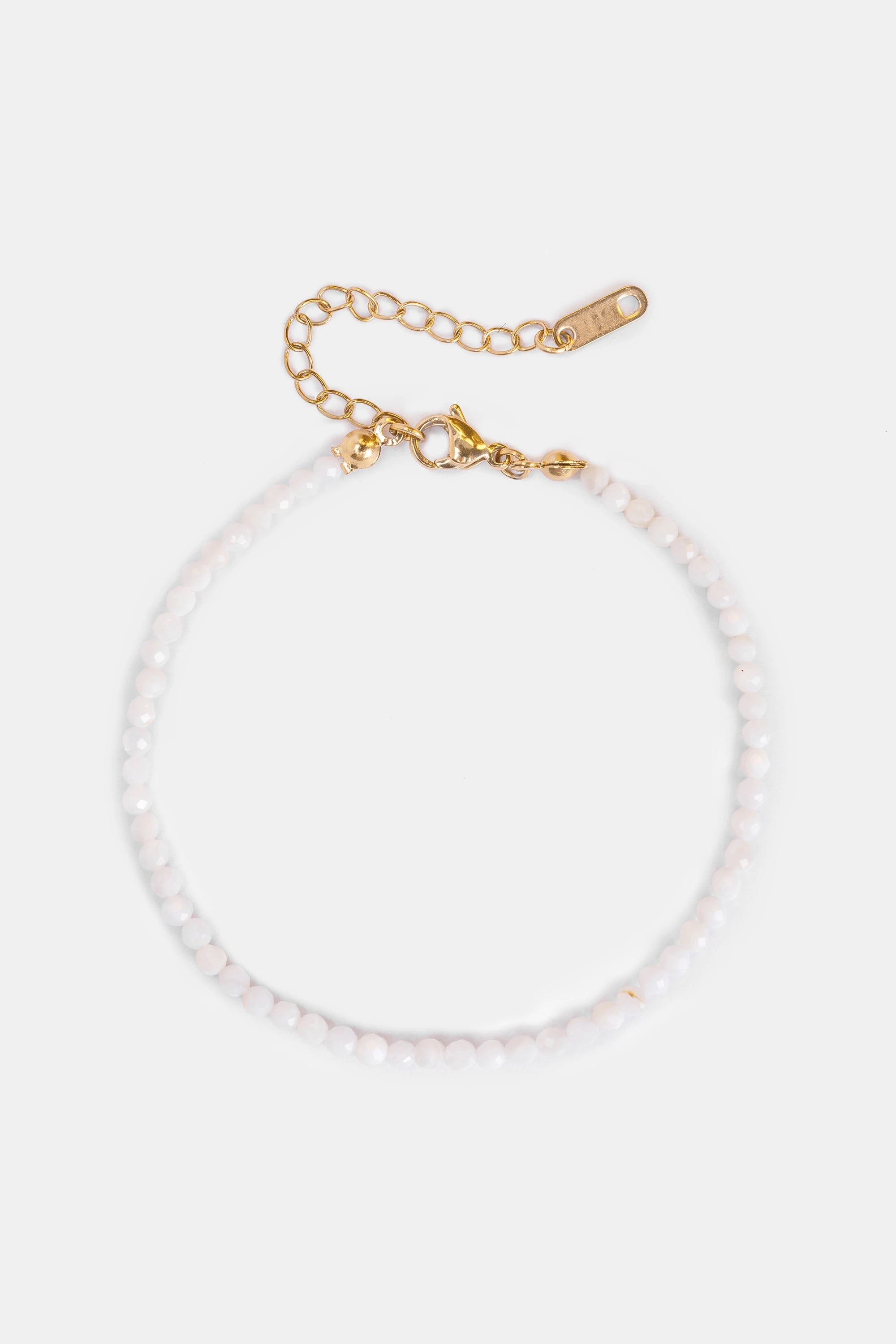 white agate beaded bracelet with 18k gold clasp – Velvet Luminance