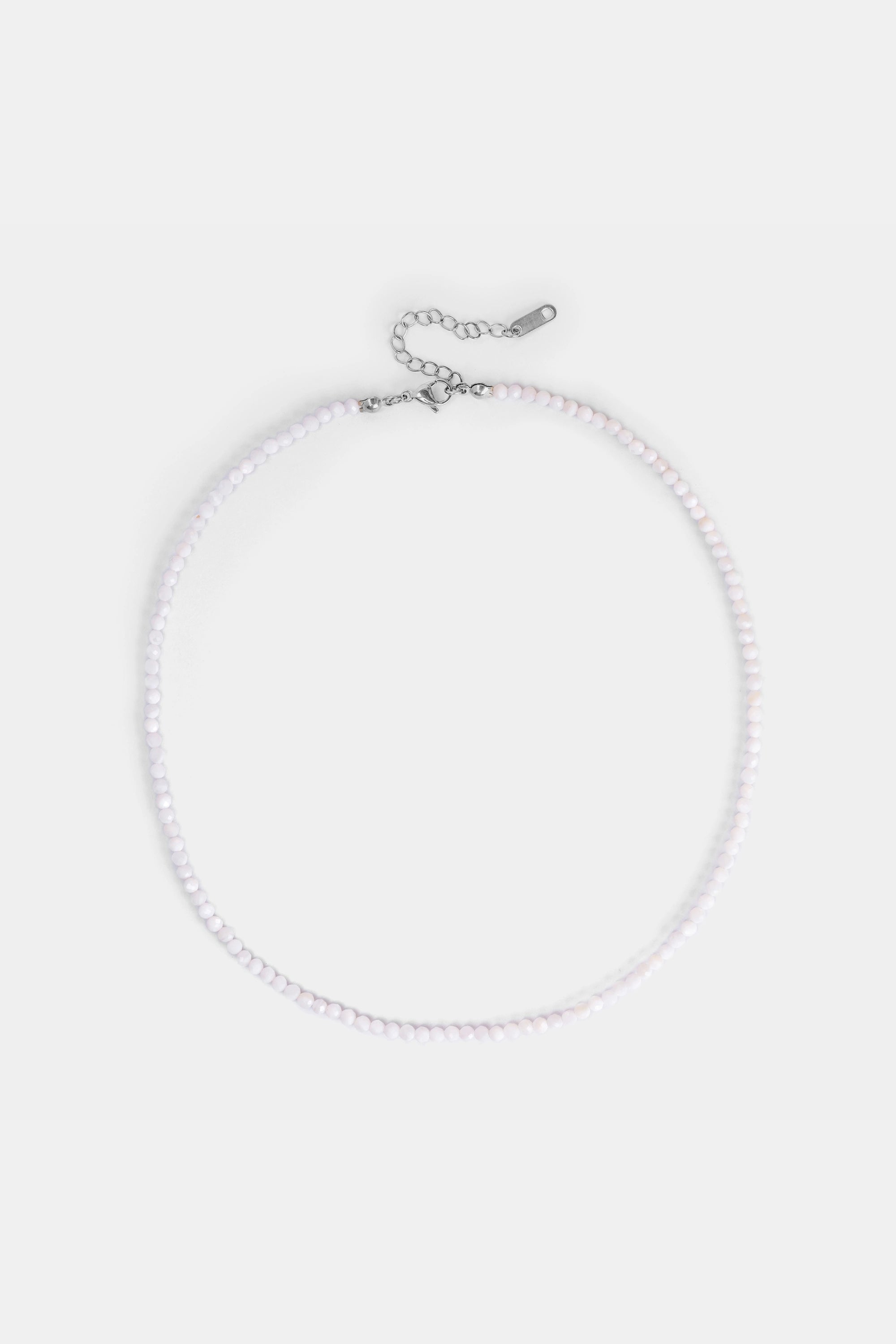 white agate beaded necklace with silver-tone clasp – Velvet Luminance