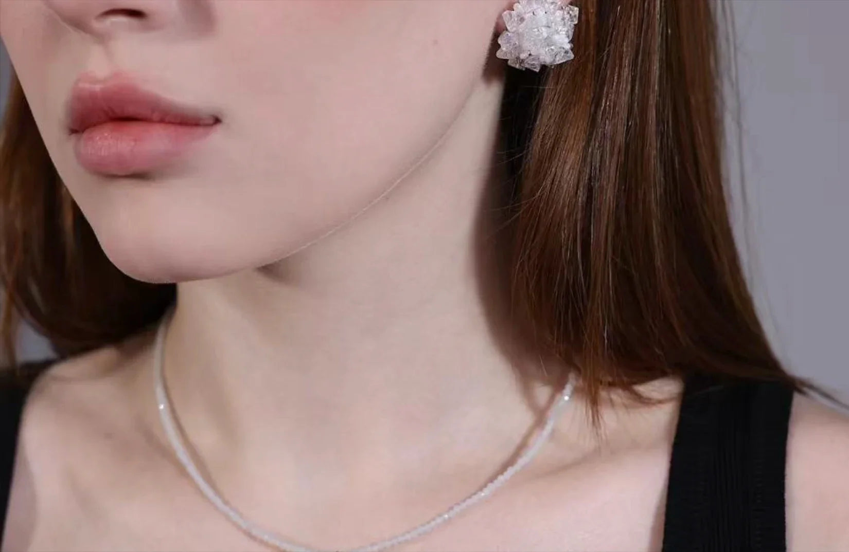 Bridal jewelry set – elegant crystal stud earrings and dainty wedding necklace, perfect for brides and bridesmaids by Velvet Luminance.